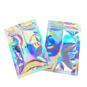 Custom Logo Zipper Holographic Cosmetic Packaging Bags / Holographic Pouches for Eyeshadow Packaging thumbnail-1