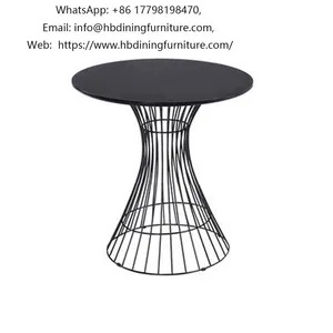Round MDF Dining Table With Hollow Iron Legs thumbnail-1