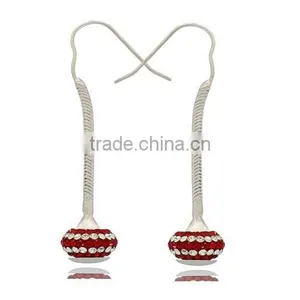 Hand Micro Paved Crystal Ball Bead Earrings Made in Shenzhen thumbnail-2