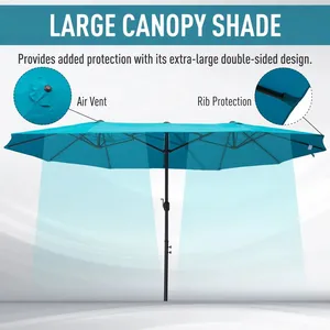 Heavy Duty 15FT Double Head Patio Umbrella Polyester Air Vent Wind-Resistant Outdoor OEM Rectangular Umbrella thumbnail-3