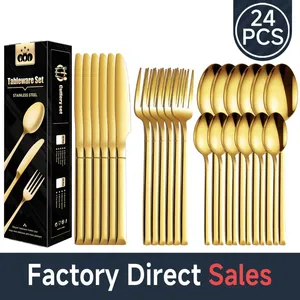 Hot Sales in Russia 24 Piece Stainless Steel Flatware Set, Silverware Set With Spoon Knife and Fork Set, Service for 6, Dishwasher Safe/Easy Clean thumbnail-1