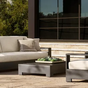Modern Aluminum Outdoor Furniture Set, Weatherproof Dining & Lounge Collection for Patio & Pergola thumbnail-2