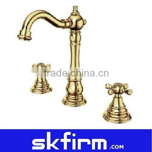 3pcs Double Handles Crystal Wash Basin Faucets thumbnail-1