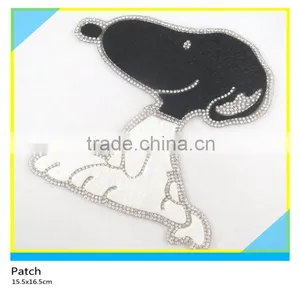 Heat Transfer Rhinestone Decals Dog Design Rhinestone Horse Hair Patch 15.5x16.5cm thumbnail-1