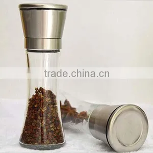 High Quality Brushed Stainless Steel Salt and Pepper Grinder Set- With Glass Bottle Salt and Pepper Shakers thumbnail-6