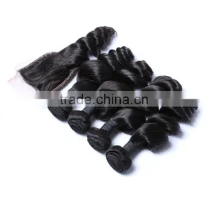 Mongolian Deep Loose Rose Wave Curly Virgin Remy Hair Extensions With Back Closure Silk Lace Closure Hair Supplier's Choice thumbnail-2
