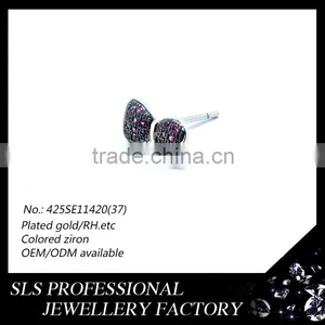925 Silver Jewelry Earring "bow Tie "shape Stud Earring With Red Zircon Earring Fashion SLS Brand Jewelry thumbnail-1