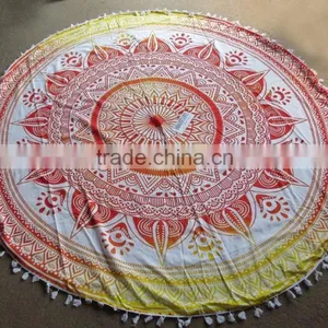 Indian Mandala Round Beach Towel Roundie Pareo Turkish Towel thumbnail-3