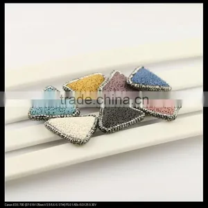 LFD-0098B Wholesale Mixed Color Natural Volcanic Stone Pave Rhinestone Crystal Triangle Connector Beads Jewelry Making thumbnail-3