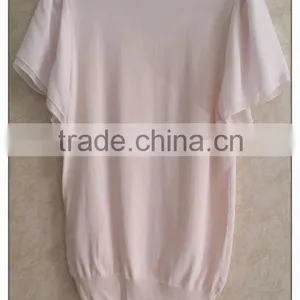 Sweet Pink Chiffon Knitting Wear Short Sleeve Chiffon Girl T-shirt thumbnail-2