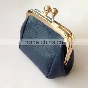 Lady's Mini PU Leather Coin Purse With Ball Clasp Metal Frame thumbnail-3