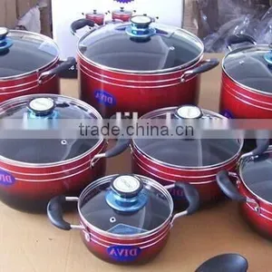4Pcs Red Durable Authentic Kitchenwares Non-stick Casserole Sauce Pots Cooking Pots thumbnail-1