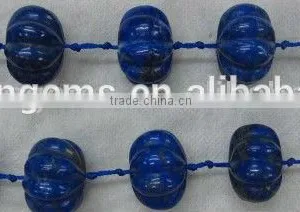 Natural Lapis Carved Plumkin Beads Precious Natural Gemstone Lapis Round Beads thumbnail-1