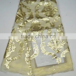 High Quality Lemon Green Korean Sequins Lace Fabric thumbnail-2