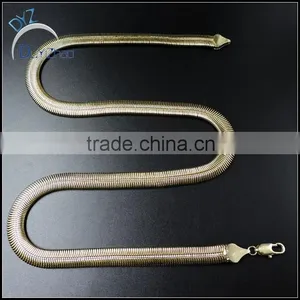 Latest Hip Hop Plated Gold Men's Flat Snake Chains Necklace thumbnail-3