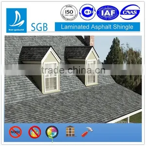 Shadow Gray Double-layer Asphalt Shingle Bitumen Project for Roofing Housing thumbnail-1