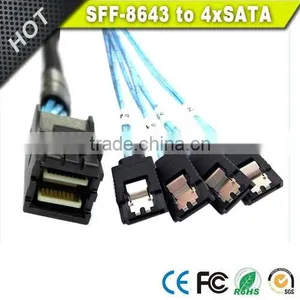 Internal HD Mini SAS SFF-8643 to 4 SATA Forward Breakout Cable Quality Choice thumbnail-5