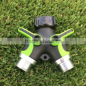 3/4" Colorful Lawn and Garden Tools Two Way Hose Connector Y Valve With On/Off Coupling Valves thumbnail-1