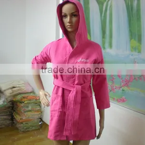Fancy Women Hooded Microfiber Bathrobe/spa Hooded Bathrobe thumbnail-1
