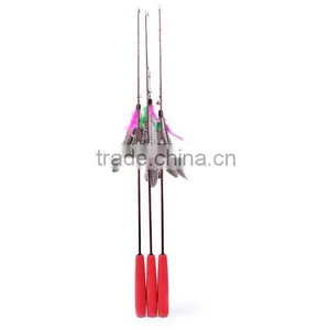 Cat Kitten Pet Teaser Turkey Feather Interactive Stick Toy Wire Chaser Wand thumbnail-3