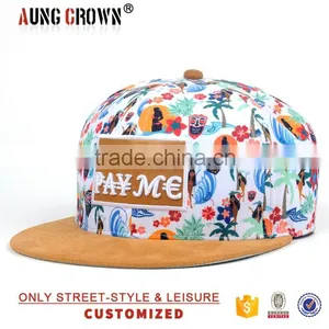 6 Panel Embroidered Suede Brim Flat Cheap Snapback Hat thumbnail-1