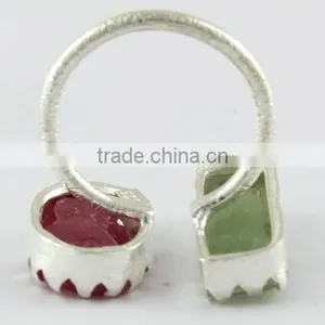 Rough Stone !! Prehnite & Ruby !! 925 Sterling Silver Gold Plated Ring, Gemstone Silver Jewellery Supplier, 925 Silver Jewellery thumbnail-4