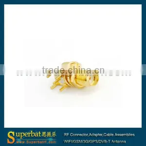 Sma Pcb Mount Jack RF Conector RA SMA Thru Hole Jack Bulkhead Right Angle PCB Mount Short Version thumbnail-1