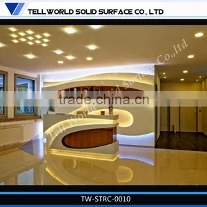 10 Years Warranty Top Quality Attractive High Glossy Modern Lighted Reception Desk With Back Wall thumbnail-1