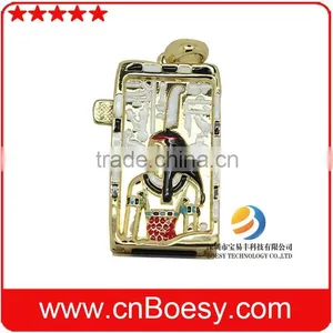 Custom High Quality Full Printing Mini Gold Metal Box Usb Drive thumbnail-1