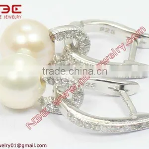 Mirco Pave Setting Pearl Jewelry, Pearl Jewelry, Sterling Silver Jewelry thumbnail-1