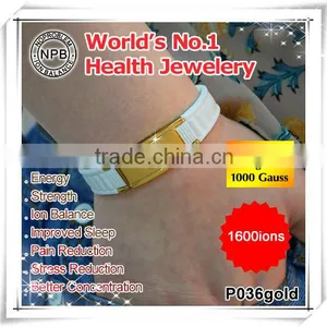 Noproblem P036G Stainless Steel Fashion Energy Elastic Fitness Adjiustable Wristband Wholesale Bracelet thumbnail-1
