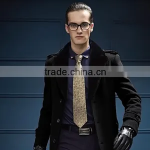 Front 3 Buttons Closure Knee Length Blazer Man Fleece Jacket Wool Fabric for Overcoat thumbnail-5