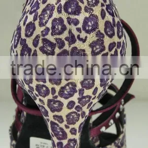Suphini Leopard Latin Dance Shoes Purple 7.5cm Heel thumbnail-3
