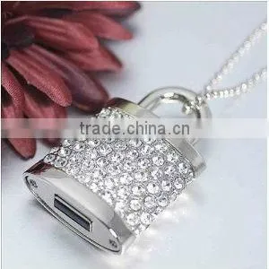 High Quality 32 GB Lock Shape Crystal Jewelry USB Flash Memory Drive Necklace,usb Flash Drive 64gb thumbnail-1