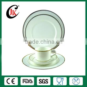 Wholesale Gold Rim Bone China Dinnerware Set, White Dinnerware Set thumbnail-1
