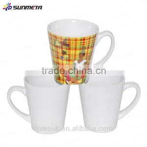 Sunmeta Hot Sale 12oz Conical Ceramic White Sublimation Mug thumbnail-1