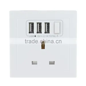 Durable UK Standard 13A 250V Outlet With 3 Usb Port thumbnail-1