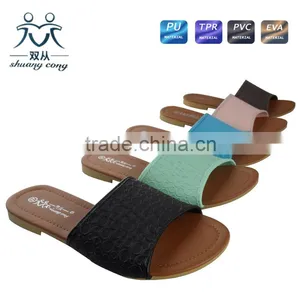 Malaysia Simple Style Hot Sale Summer Autumn PU Indoor Flat Slipper for Women thumbnail-6
