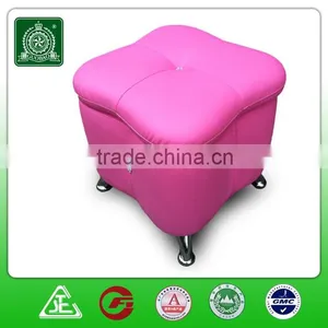 Very Nice Pink Leather Flowery Storage Ottoman thumbnail-6