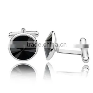 Europe High Polishing Cufflinks Silver Metal Copper Silver Cuff Link Crytsal for Men Shirts thumbnail-3