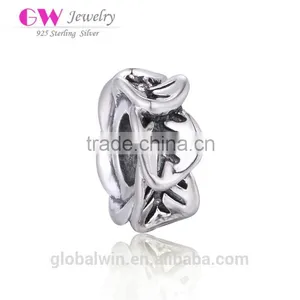 Custom 925 Silver Bead DIY Sterling Silver Charm Wholesale Gracefully Slidable Silver Bead Fit for Woman Bracelet T046 thumbnail-1