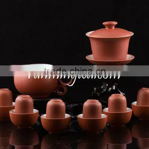 Zisha Red Gongfu Brewing Teaware Set With Gaiwan Pitcher Sniffing & Drinking Cups thumbnail-1