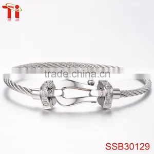 Bracelets Men 2016 Trending Products Natural Color 316l Stainless Steel Jewelry AAA Zircon Inlay Wholesale Fashion Bangle thumbnail-1