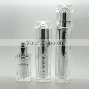 Square Shape Plastic Lotion Bottle Cosmetic Packaging Plastic Serum Bottle Silver Color thumbnail-1
