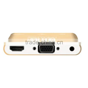 1080P HDMI And VGA+Audio Dual Display Converter Digital AV Multiport Adapter Golden thumbnail-4