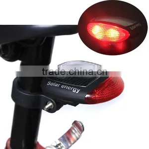 Solar Power LED Bike Bicycle Rear Tail Light Lamp Red Lighting Adjustable Clamp thumbnail-1