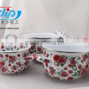 3 PCS ENAMEL CASSEROLE FULL OF FLOWER thumbnail-6