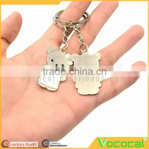 1 Pair of Cartoon Bear Couple Style Pendant Metal Keychain Key Ring Silver Hanging Ornament thumbnail-3