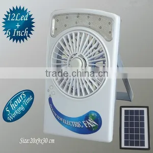 Hot Sale 3 in 1 Multifunction 6 Inch Solar Fan Rechargeable Emergency LED Light thumbnail-1