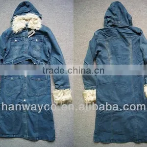 Women's Ladies Long Denim Coat in Stock thumbnail-1